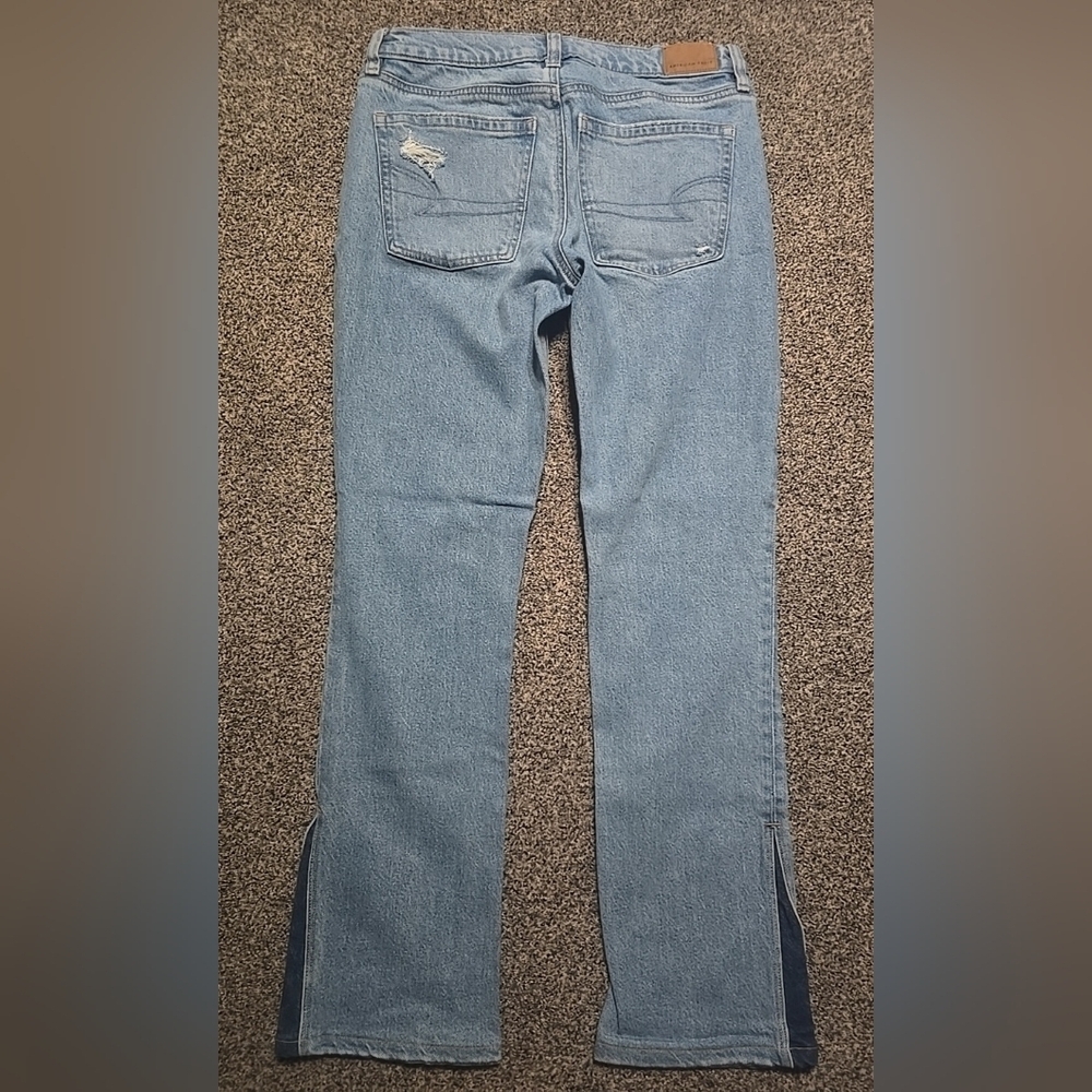 VTG American Eagle 90s Low Rise Skinny Kick Jeans Womens, Size 4, Stretchy Flare - Picture 8 of 11